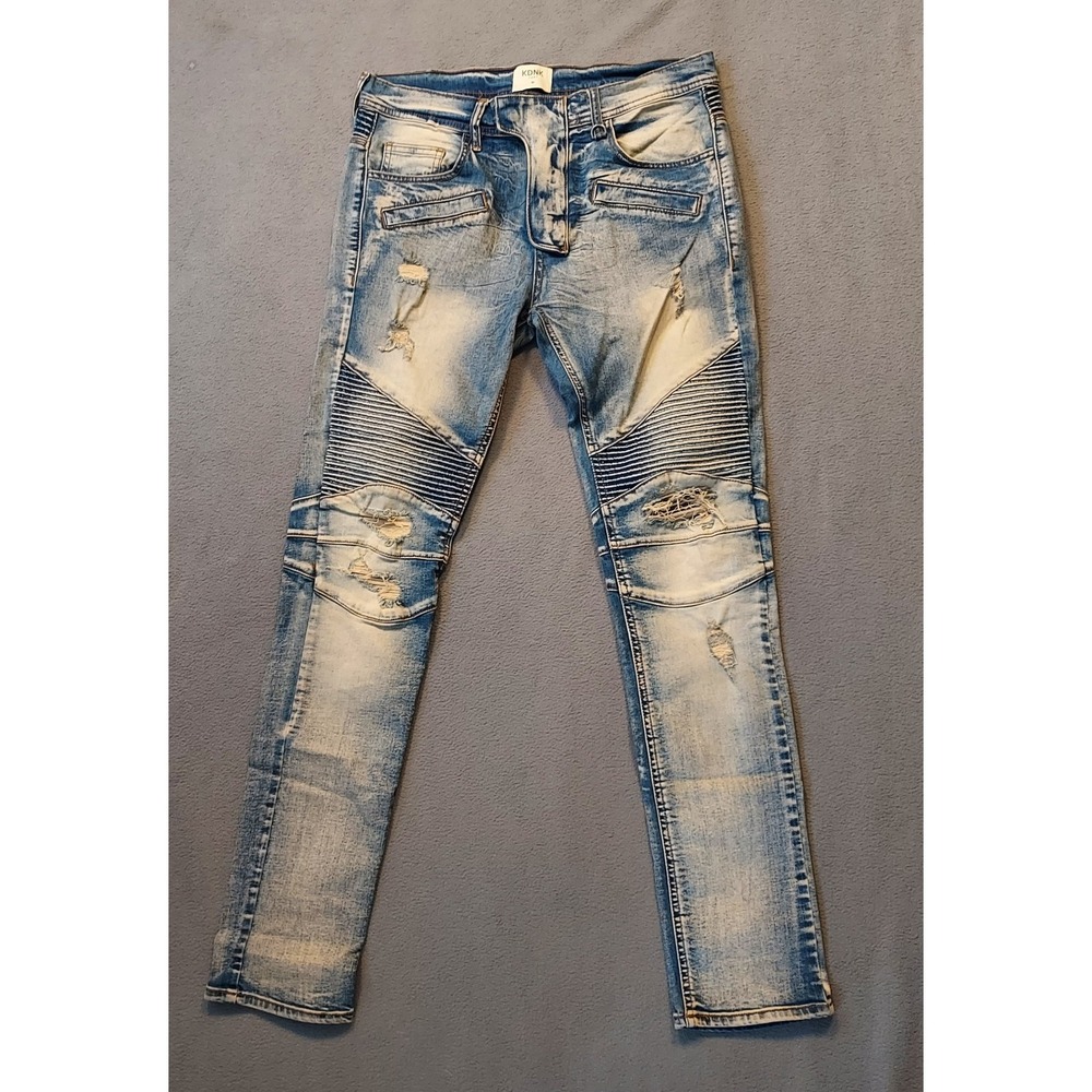 KDNK Jeans Men's  Distressed Stretch Denim Skinny Blue Size 32 X 32" Fits‎ 33"